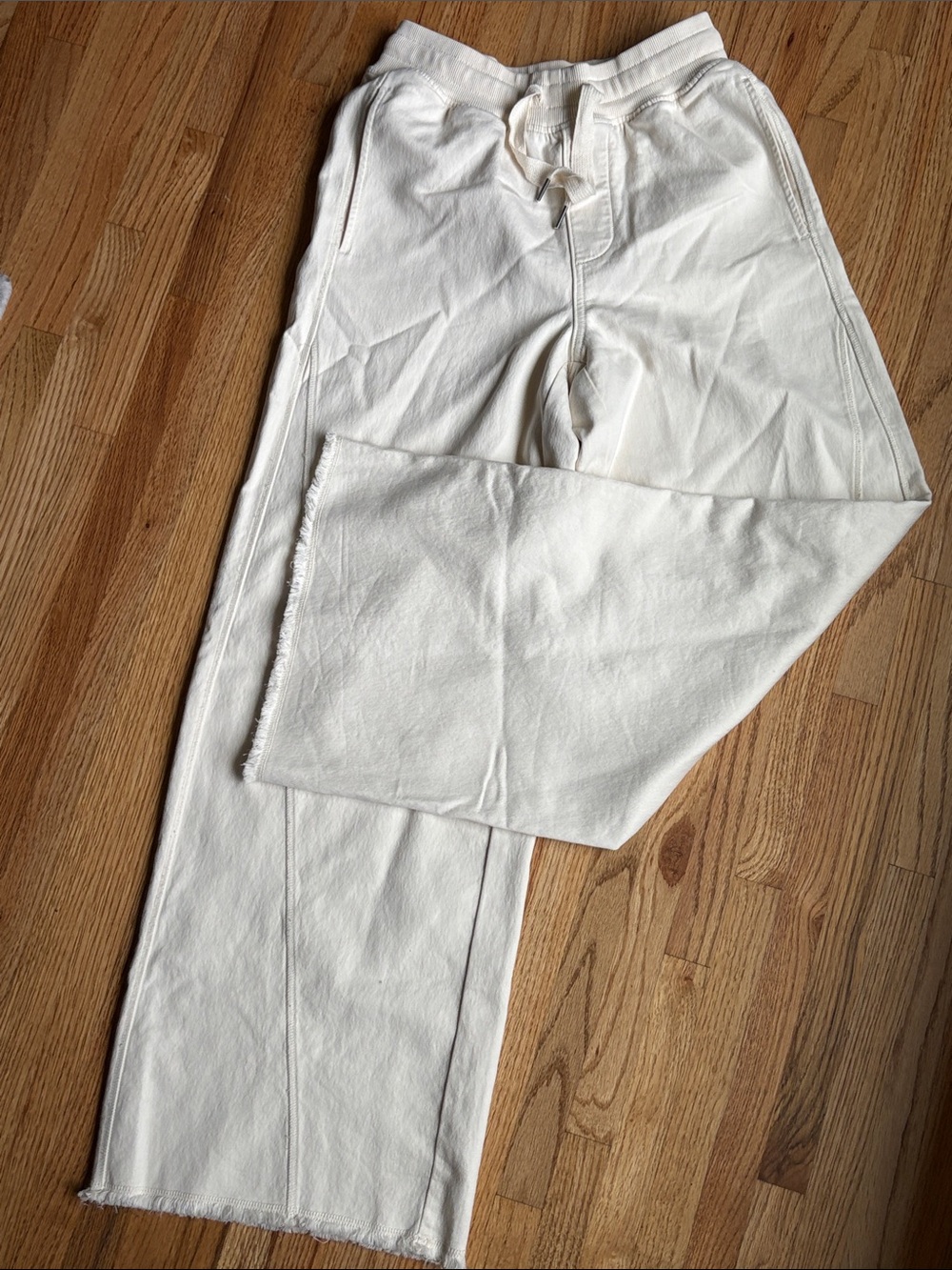 aerie XS Cream Wide-Leg Drawstring Sweatpants